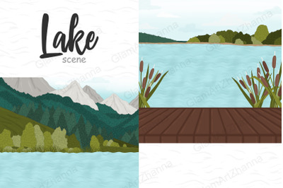 Lake Clip Arts | Mountain Scene PNG