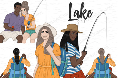 Lake Life Girls Clipart | Fishing Clipart