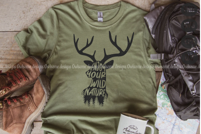 Vintage Deer Enjoy Your Wild Nature Sublimation Design