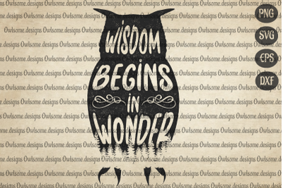 Vintage Owl Wisdom Begins In Wonder Sublimation Design