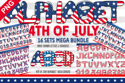 4th Of July Alphabet Mega Bundle - 4th Of July Alphabet PNG