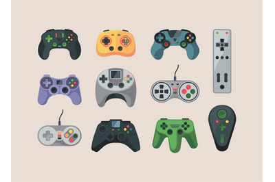 Gamepad. Computer gadgets for video games console controllers garish v