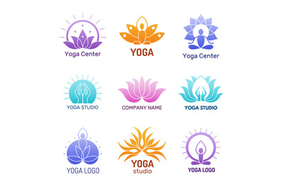 Yoga logo. Abstract ethnic symbols for yoga practice meditation icons