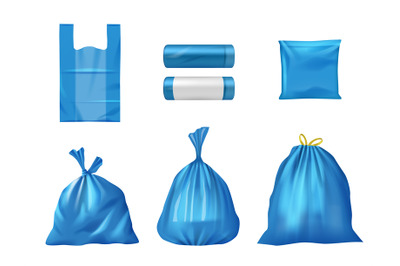 Plastic bags. Recycling pollution trash kitchen bags decent vector rea