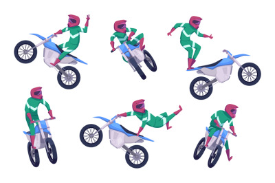 Motocross biker. Freestyle jumpers on sport bike free run agressive st