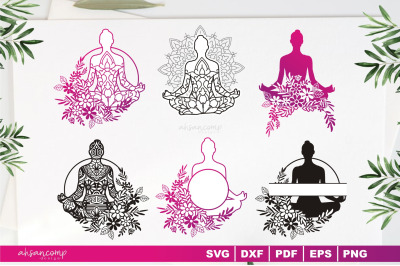 Yoga with Flower, Paper Cut &amp; Print, Vector