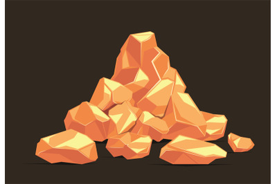 Illustration gold stones, rich shiny material golden