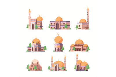 Arabic mosque. Religion authentic arabesque buildings geometric roofs