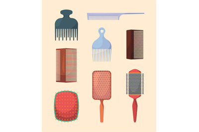 Combs. Professional items for beauty salon or barbershop woman objects