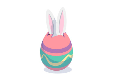 Easter egg with bunny ears. Holiday surprise rabbit