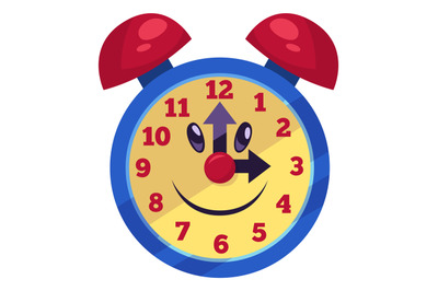 Alarm clock. Funny face smiling cartoon character