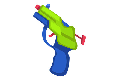 Plastic weapon. Child toy gun. Water blaster icon