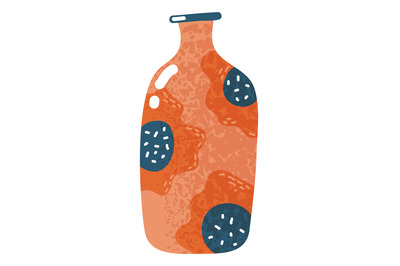 Ceramic vase. Decorative bottle in cute flat style