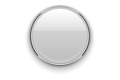 Glossy metal circle. Round button template. Blank mockup