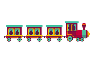 Kid train. Cute little railway transport in vintage decorative style