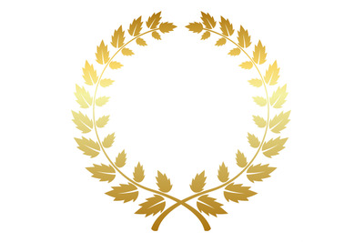 Circular branches with golden leaves. Ancient trophy symbol