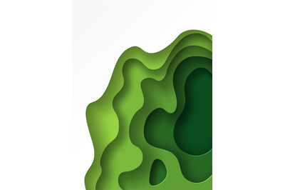 Green paper background. Gradient layers abstract shapes