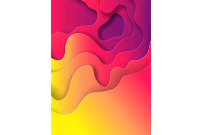 Colorful paper cut background. Layered gradient forms