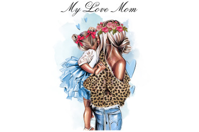 My Love Mom Mother And Daughter Sublimation