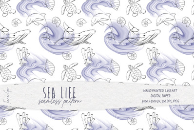 Nautical blue alcohol ink seamless patterns - 1 JPEG file