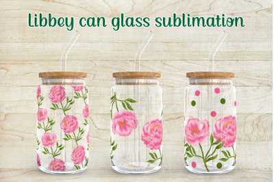 Flower libbey can glass sublimation | Peony cofee can design