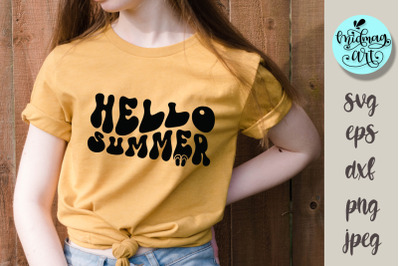 Hello summer svg, groovy summer cut file