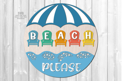 Beach Please Sign SVG Laser Cut Files | Beach Door Hanger Glowforge