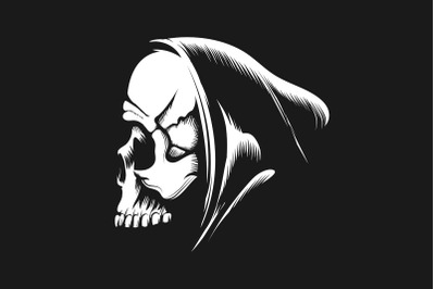 Skull in a Hood Emblem isolated on Black