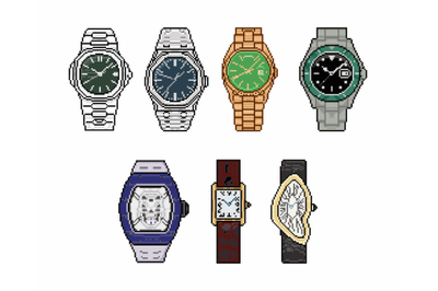 bundle watch pixel art style vector