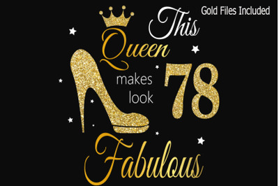 78th birthday svg, Queen Birthday 78th Svg, Gold glitter 78th Birthday
