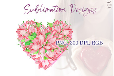 Watercolor Heart Sublimation, PNG.
