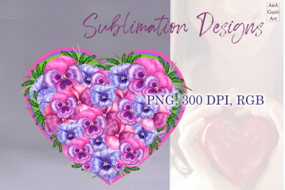 Watercolor Heart Sublimation, PNG.