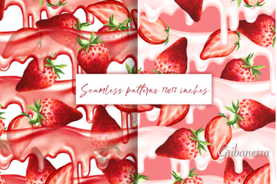 Strawberry with cream. Patterns