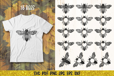 Bee SVG | Bee Monogram Bundle I Bee Flower Paper Cut SVG