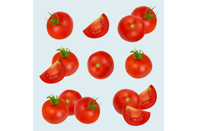 Tomatoes realistic. Healthy organic vegetables products closeup tomato