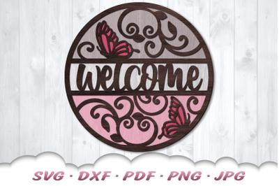 Butterfly Welcome Sign SVG Files