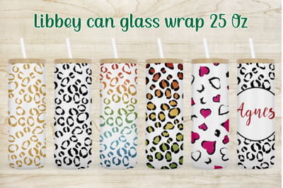 Leopard libbey can glass sublimation | Can glass wrap 25 Oz