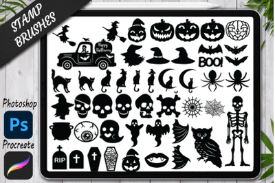Halloween Set Stamps Brushes for Procreate and Photoshop.