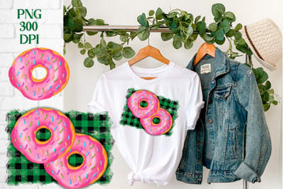 Donut sublimation| Buffalo plaid background