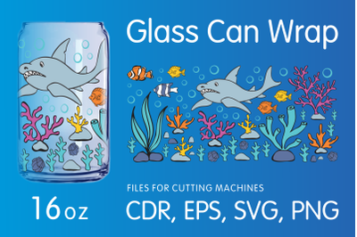 Shark Libbey Can Glass Design SVG