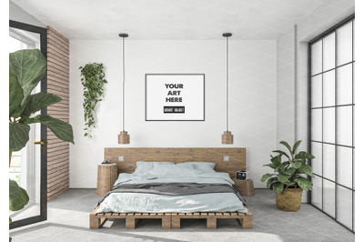 Interior scene artwork background frame mockup