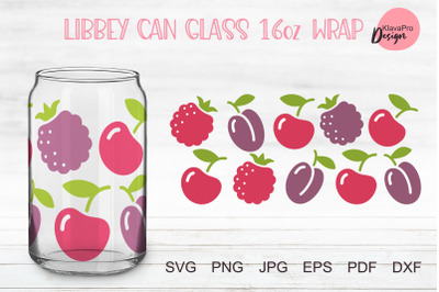Libbey glass 16oz | Can glass wrap svg| Berries svg