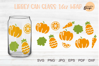 Libbey glass 16oz | Can glass wrap svg| Fruits and vegetables svg