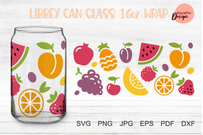 Libbey glass 16oz | Can glass wrap svg| Fruits and berries svg