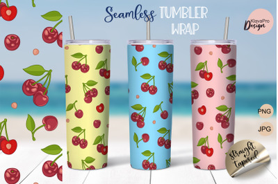 Cherry on a bright and transparent background 20 oz Seamless Tumbler S