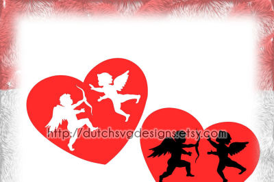Heart cutting file with cupids, in Jpg Png SVG EPS DXF, instant download for Cricut & Silhouette, love valentine's day clipart plotter hobby