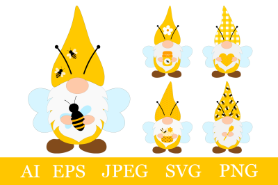 Gnomes Bees clipart. Gnomes Bee SVG. Bees Gnomes sublimation