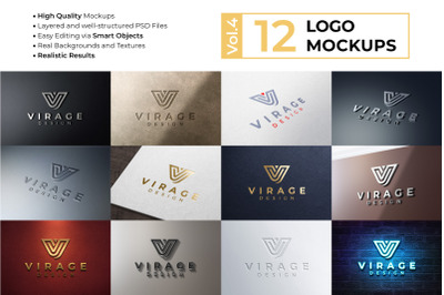 12 Logo Mockups Bundle Vol.4