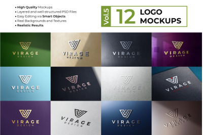 12 Logo Mockups Bundle Vol.5