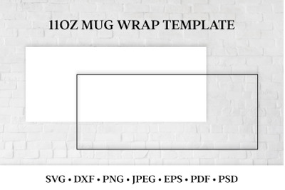 11oz Mug Wrap Template. SVG, Sublimation PNG